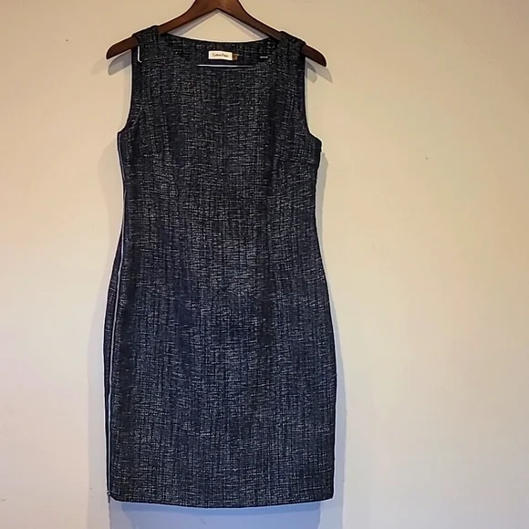 Calvin Klein | Dresses | Calvin Klein Blue Tweed Dress | Poshmark